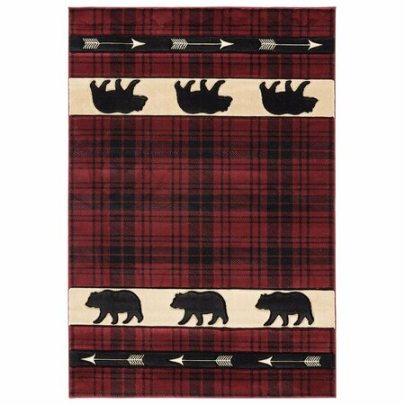 UNITED WEAVERS OF AMERICA Cottage Tartan Bear Burgundy Area Rectangle Rug, 7 ft. 10 in. x 10 ft. 6 in. 2055 41434 912